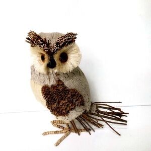 Sisal Bristle Woodland Owl Folk Art Home Decor